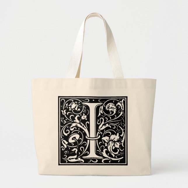 Renaissance Alphabet Printing Letter I Totebag Large Tote Bag (Front)