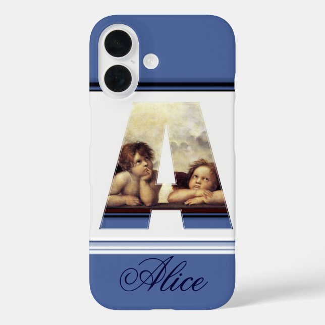 RENAISSANCE ANGEL A LETTER Winged Cherub Monogram Case-Mate iPhone Case (Back)