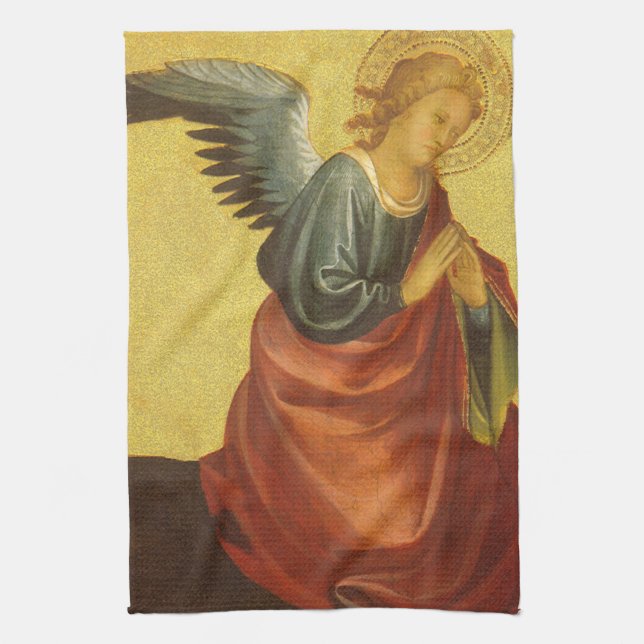 Renaissance Angel by Master of the Bambino Vispo Tea Towel (Vertical)