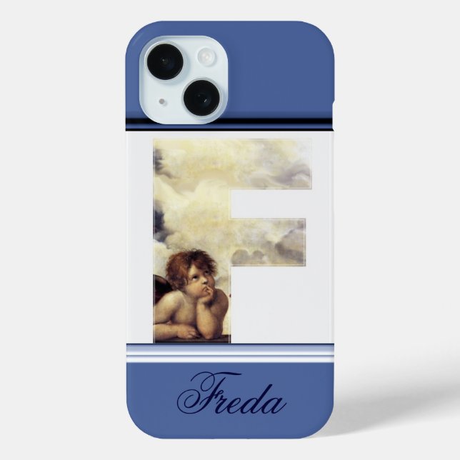 RENAISSANCE ANGEL F LETTER Winged Cherub Monogram Case-Mate iPhone Case (Back)