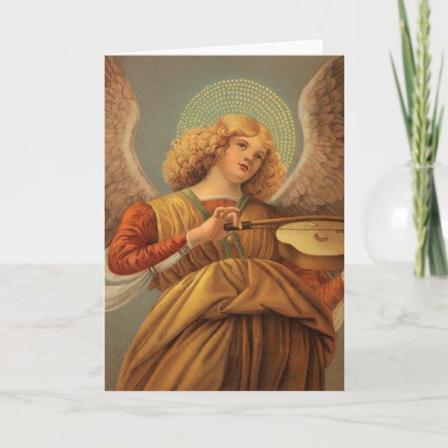 Renaissance Angel Playing Violin Melozzo da Forli Holiday Card (Front)