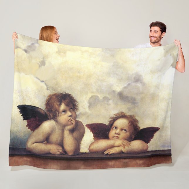 RENAISSANCE ANGELS Raffaello Sanzio,Winged Cherubs Fleece Blanket (In Situ)