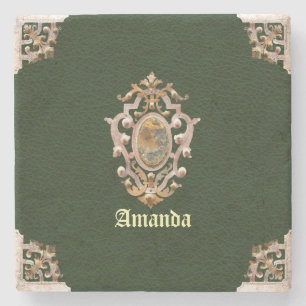 Renaissance Antique Style (Green) Stone Coaster