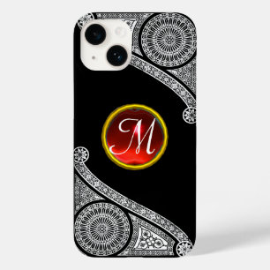 RENAISSANCE ARCHITECT Black White Red Gem Monogram Case-Mate iPhone 14 Case
