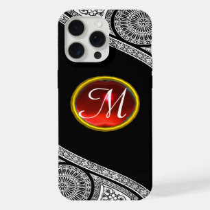 RENAISSANCE ARCHITECT Black White Red Gem Monogram iPhone 15 Pro Max Case