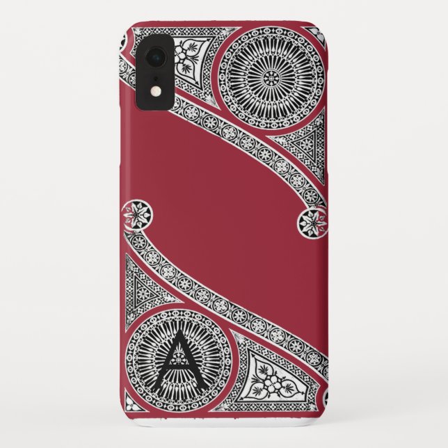 RENAISSANCE ARCHITECT Marsala Red Monogram Case-Mate iPhone Case (Back)