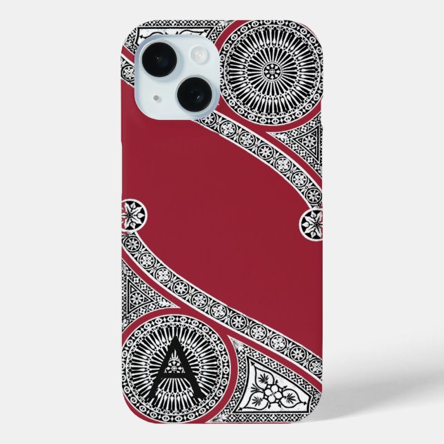 RENAISSANCE ARCHITECT Marsala Red Monogram Case-Mate iPhone Case (Back)