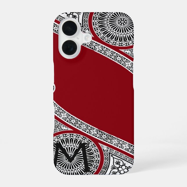 RENAISSANCE ARCHITECT Red Burgundy Monogram iPhone 16 Case (Back)