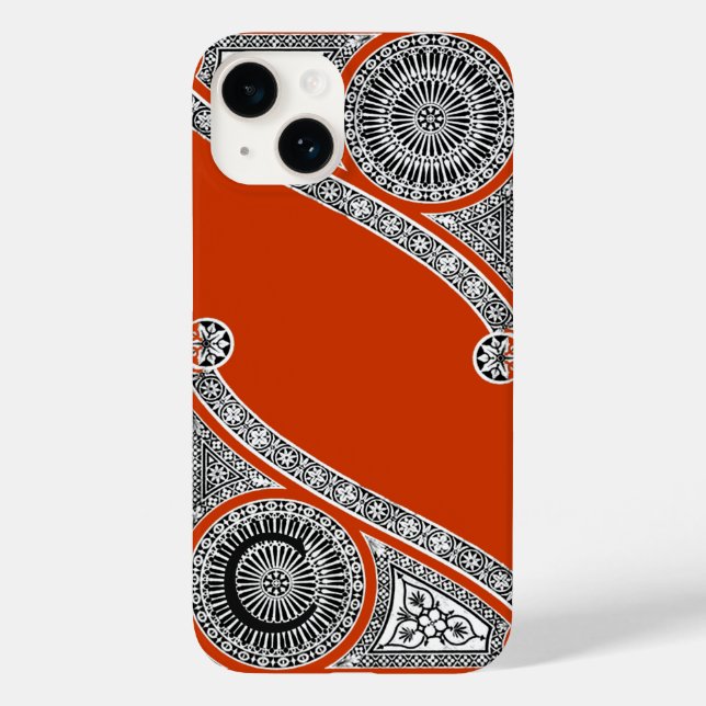 RENAISSANCE ARCHITECT Red Orange Monogram Case-Mate iPhone Case (Back)