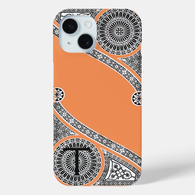 RENAISSANCE ARCHITECT Tangerine Orange Monogram Case-Mate iPhone Case (Back)