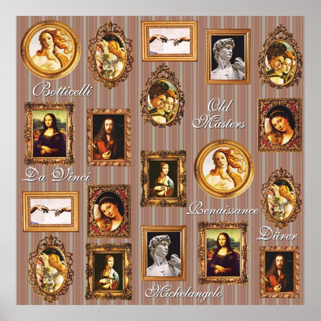 Renaissance Art Gallery Beige Mocha Mousse Stripe Poster (Front)