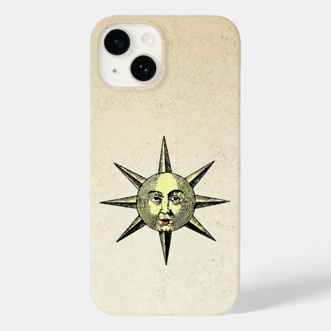 Renaissance Astronomy - Sun Face Hand Coloured Case-Mate iPhone Case (Back)