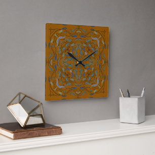 renaissance autumn tile square wall clock