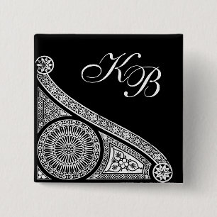 RENAISSANCE Black White Architectural Decor 15 Cm Square Badge