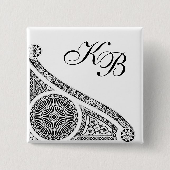 RENAISSANCE Black White Architectural Decor 15 Cm Square Badge (Front)