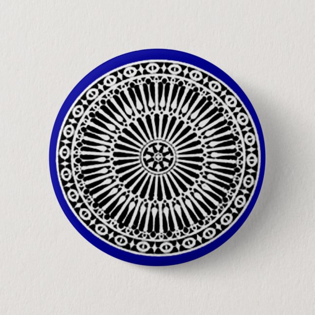 RENAISSANCE Black White Blue Architectural Decor 6 Cm Round Badge (Front)