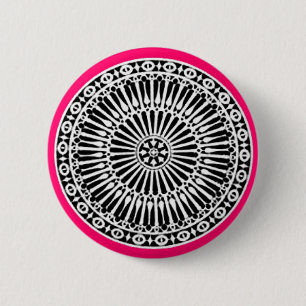 RENAISSANCE Black White Pink Architectural Decor 6 Cm Round Badge