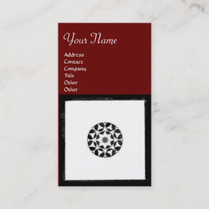 RENAISSANCE Black White Red Geometric Floral Business Card
