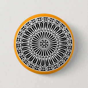 RENAISSANCE Black White Yellow Architectural Decor 6 Cm Round Badge