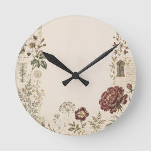 Renaissance Botanical with European Heritage Round Clock