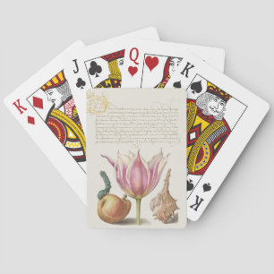 Renaissance Calligraphy Art Pink Tulip and Pear Playing Cards