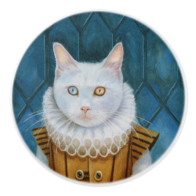 "Renaissance Cat" Ceramic Knob (Front)