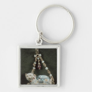 Renaissance cat pendant key ring