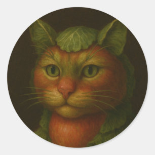 Renaissance Cat Portrait Classic Round Sticker