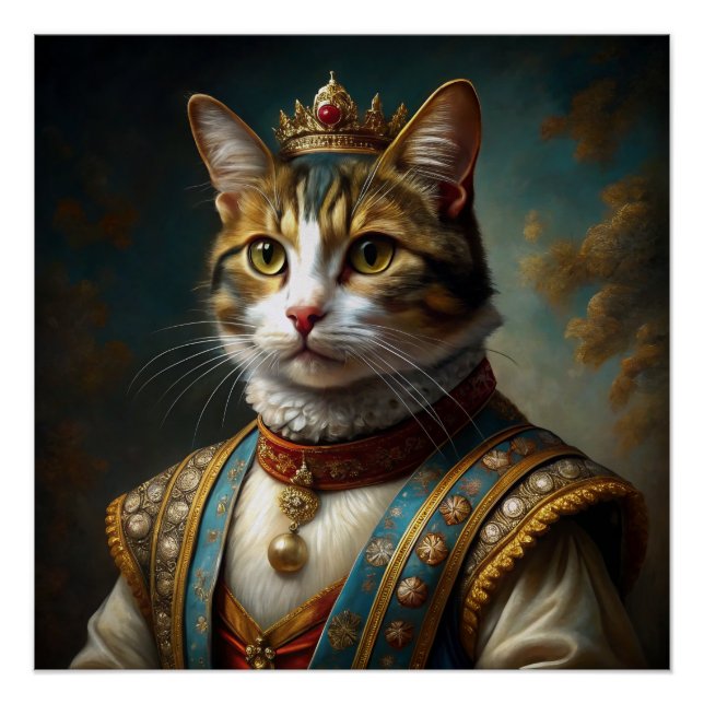  Renaissance Cat Portrait Poster (Front)