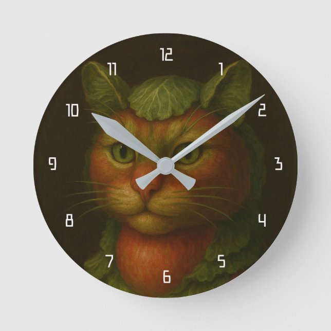 Renaissance Cat Portrait Round Clock (Front)