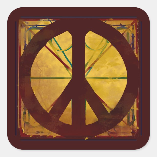 Renaissance Da Vinci Style Peace Sign Square Sticker (Front)