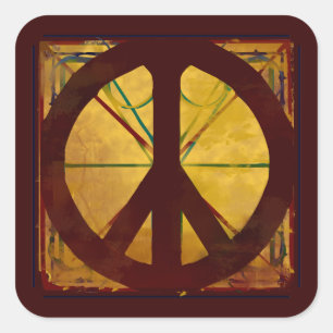 Renaissance Da Vinci Style Peace Sign Square Sticker