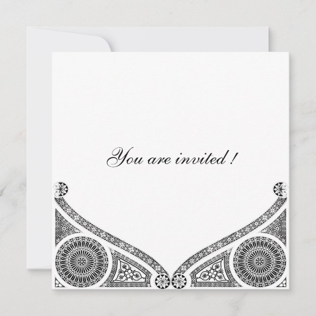 RENAISSANCE DECOR Black White Invitation (Front)
