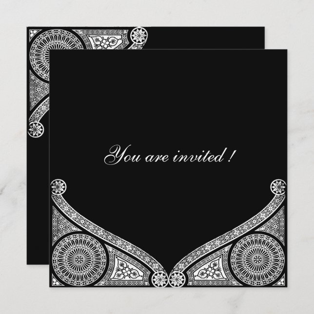 RENAISSANCE DECOR Black White Invitation (Front/Back)