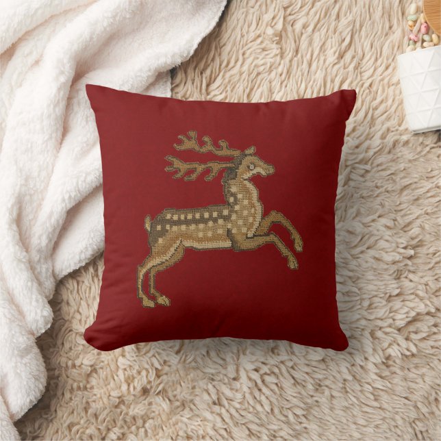 Renaissance Deer on Red Cushion (Blanket)