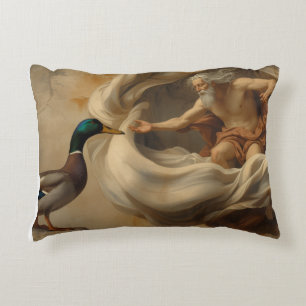 Renaissance Duck Parody Art – Funny Duck Reaching  Decorative Cushion