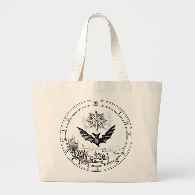 Renaissance Emblem Bat and CandleTotebag Large Tote Bag (Front)