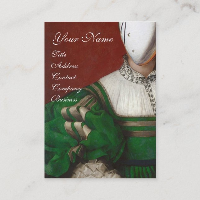 RENAISSANCE FASHION THEATRICAL COSTUME DESIGNER BUSINESS CARD (Front)