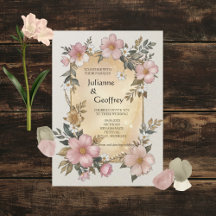 Renaissance Floral Frame Wedding Invitation