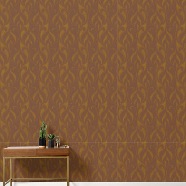 Renaissance Flourishes in Rust Brown and Gold Wallpaper (Hallway)