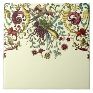 Renaissance Fruit & Floral Frieze Pattern repro  Tile