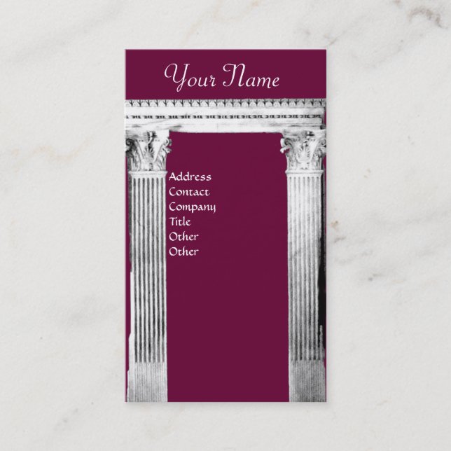 RENAISSANCE GATE Antique Architecture Purple Business Card (Front)