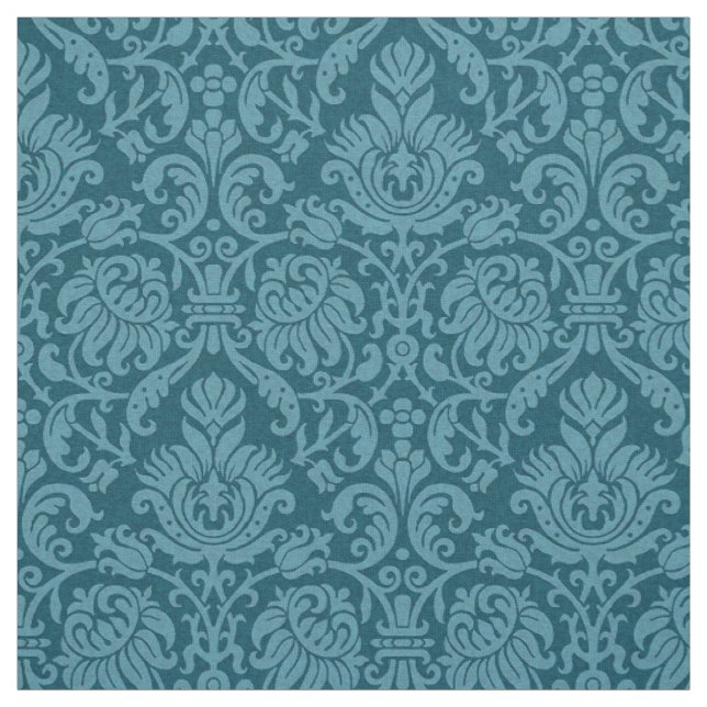 Renaissance Genoese Damask, Peacock Blue Fabric (Swatch)