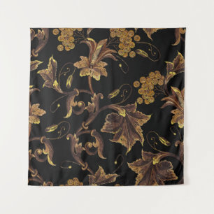 Renaissance Golden Floral Embroidery Pattern Tapestry