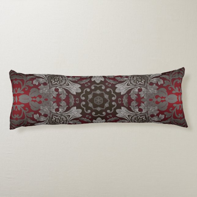 renaissance gothic metallic red and black mandala body cushion (Back)