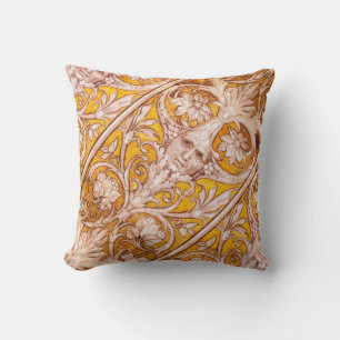 RENAISSANCE GROTESQUE FACE , GOLD WHITE FLORAL CUSHION