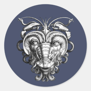 Renaissance Grotesque Gargoyle Face Lobster Man Classic Round Sticker