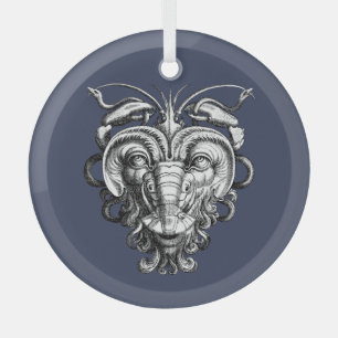 Renaissance Grotesque Gargoyle Face Lobster Man Glass Tree Decoration