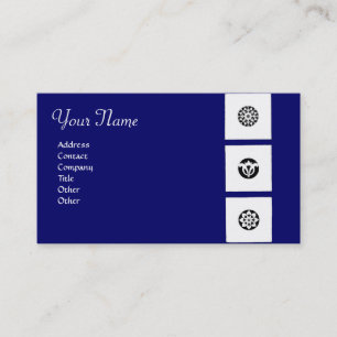 RENAISSANCE HARMONY Blue White Geometric Floral Business Card