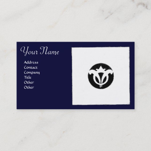 RENAISSANCE HARMONY Blue White Geometric Floral Business Card (Front)